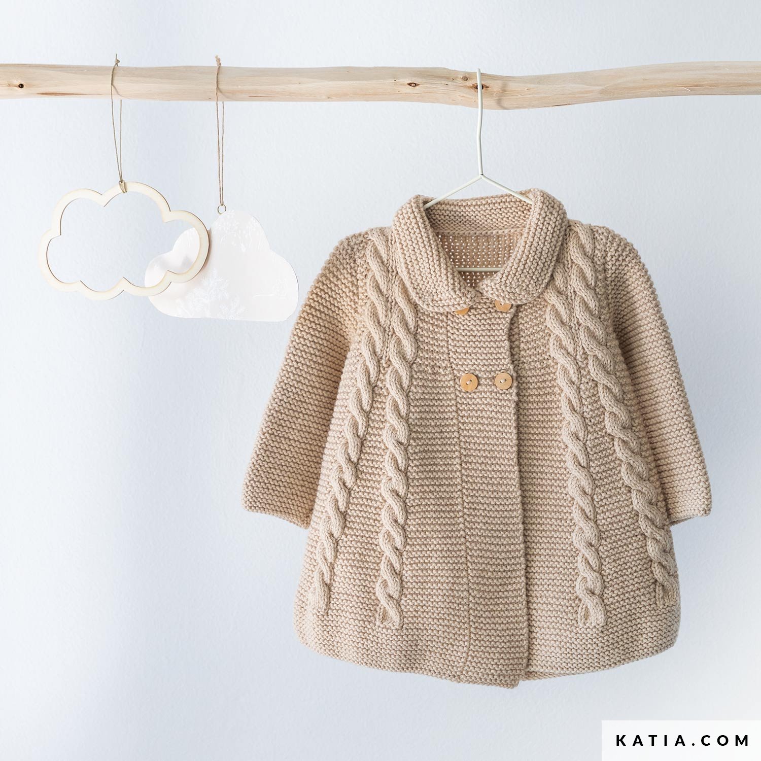 Punto Bobo Chaqueta Bebe Con Capucha Dos Agujas Chaqueta Bebé