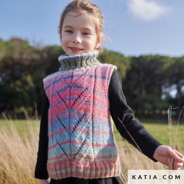 Kids Funny Azteca Vest Knitting Pattern (6280-24)