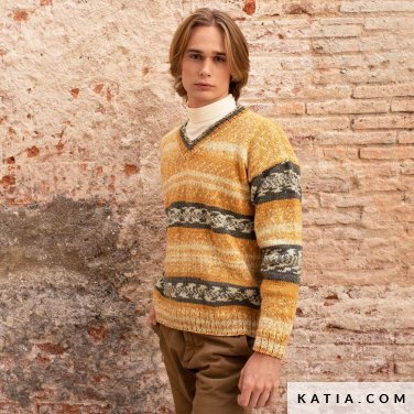 pattern knit crochet man sweater autumn winter katia 8034 432 p