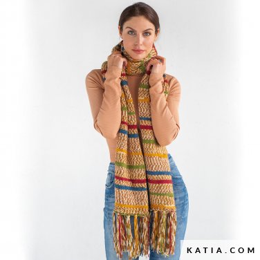 pattern knit crochet woman scarf autumn winter katia 8034 470 p