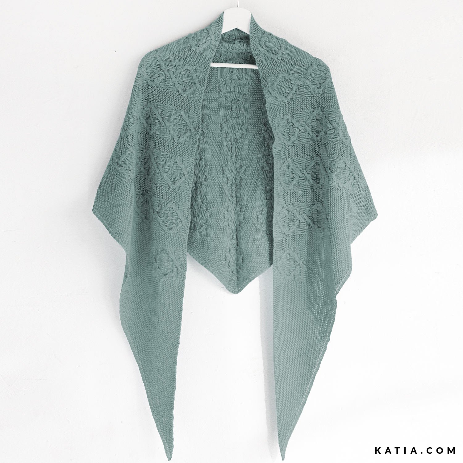 Hand Knit Autumn Scarf Shawl for women Mint Green Triangle Scarf