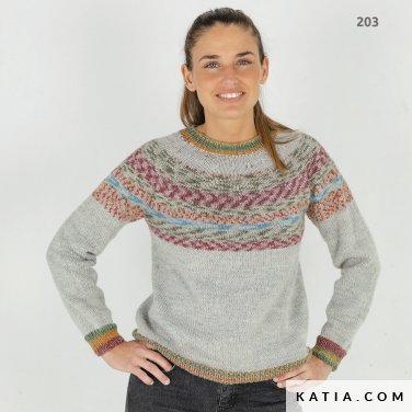 pattern knit crochet woman sweater autumn winter katia 8034 449 p
