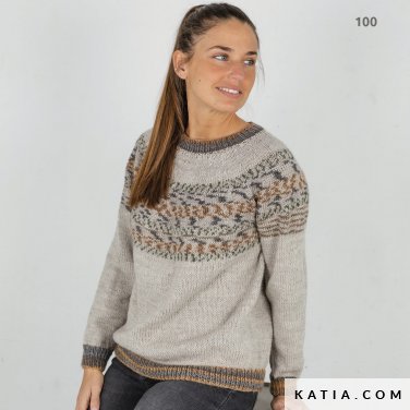 pattern knit crochet woman sweater autumn winter katia 8034 450 p