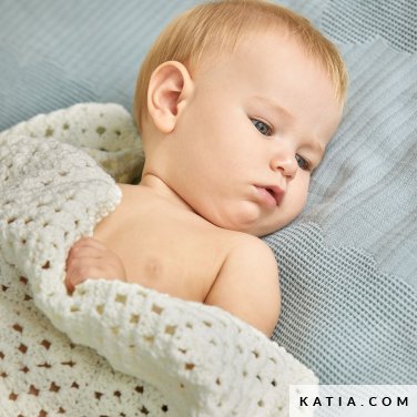 Mini coperta per neonato lavorata a maglia in cotone e cashmere bianco  avorio