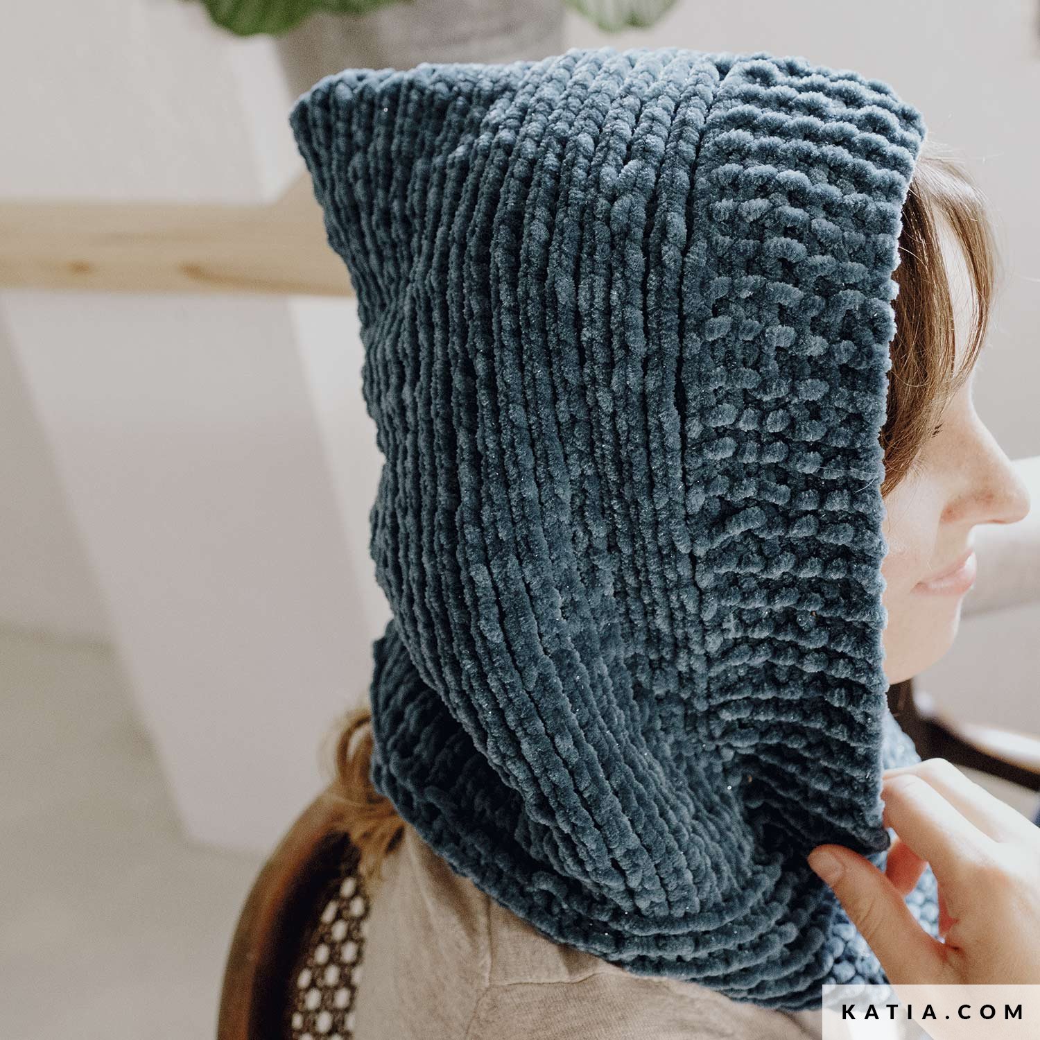 Gorro De Lana Gorro De Lana Con Capucha De Punto, Chaqueta Verde Con
