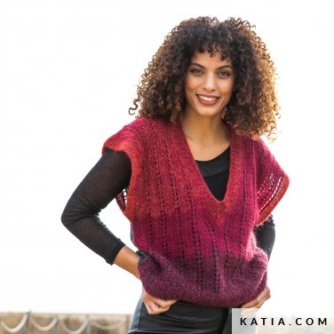 Gilet Sans Manches Femme - Pull Maille Laine Effet Doux - Automne/hiver - Boutons Côtés - Débardeur Ras Du Cou