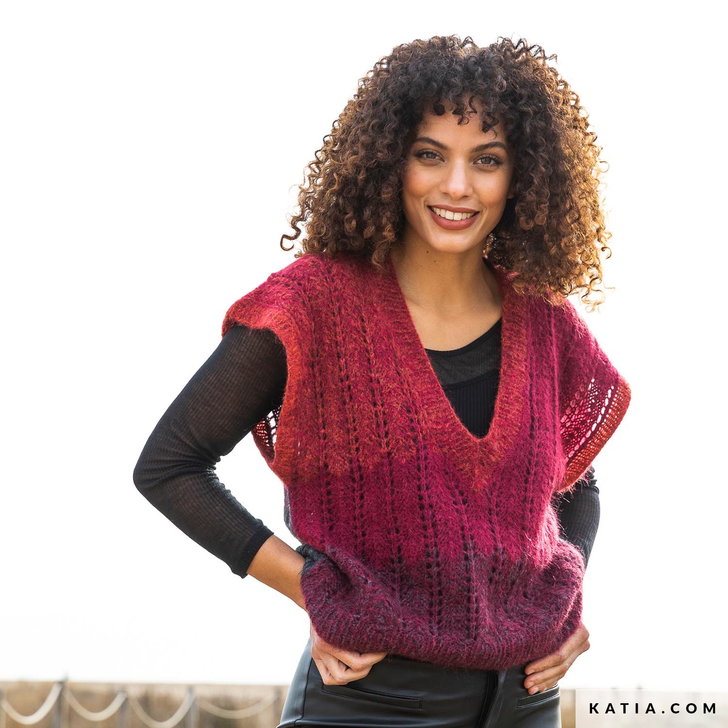 patroon breien haken dames vest herfst winter katia 8036 400 g