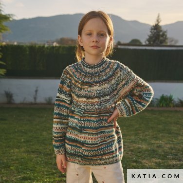 pattern knit crochet kids sweater autumn winter katia 8036 460 p