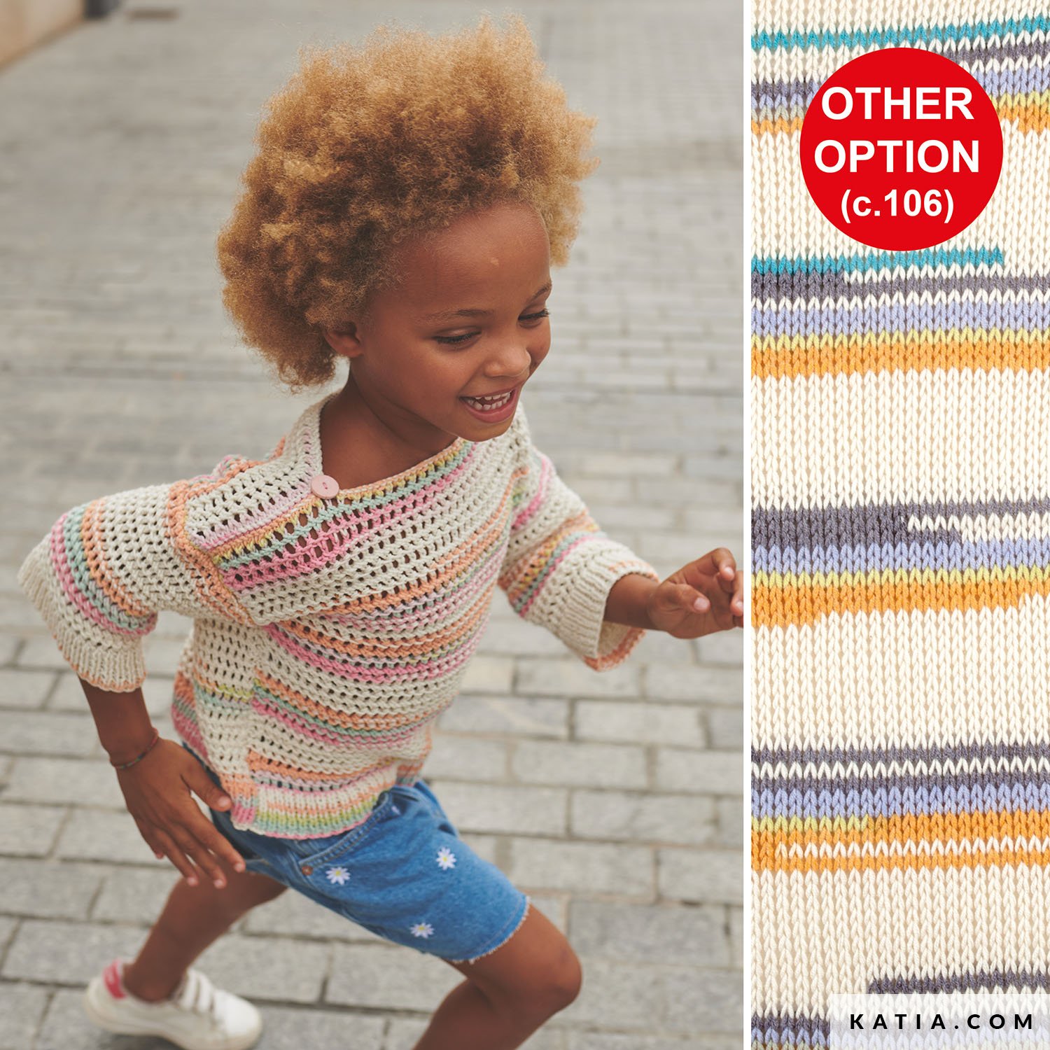 トップス paper mix pattern knit T-shirt mini T-shirt - Kids - Spring / Summer - models & patterns | Katia.com