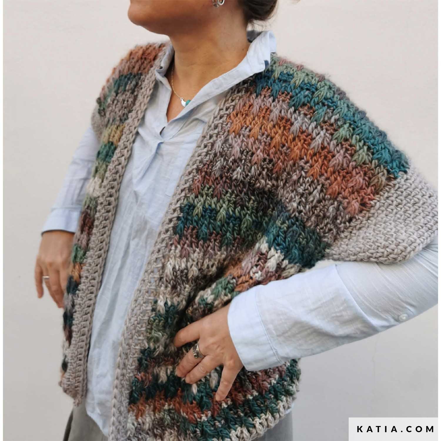 Oyamiki Gebreide vesten voor dames, lange mouwen, cardigan