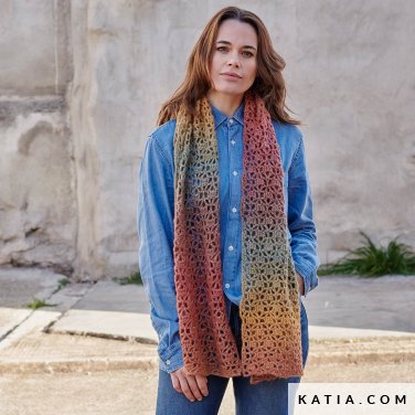Ever Bloom Sciarpa Donna A Quadri Multicolore, Autunno Inverno, Morbida E Calda, 50% Cotone 50% Viscosa, Blu Chiaro - 3