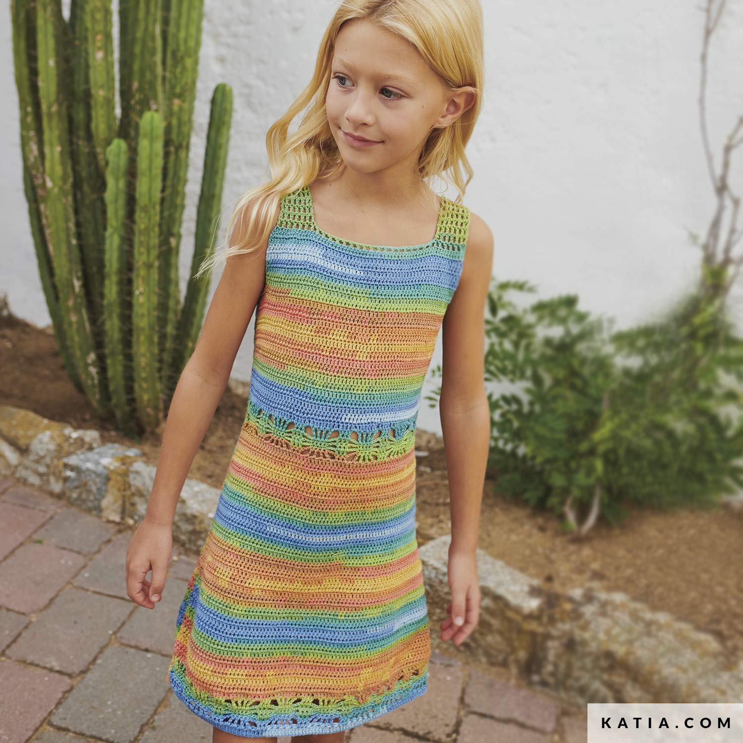 Süßes Gehäkeltes Strandkleid Für Mädchen – Mit Knopfleiste, Elastischer Taille, Für Schwimmbad & Urlaub, Größen 5–14 Jahre