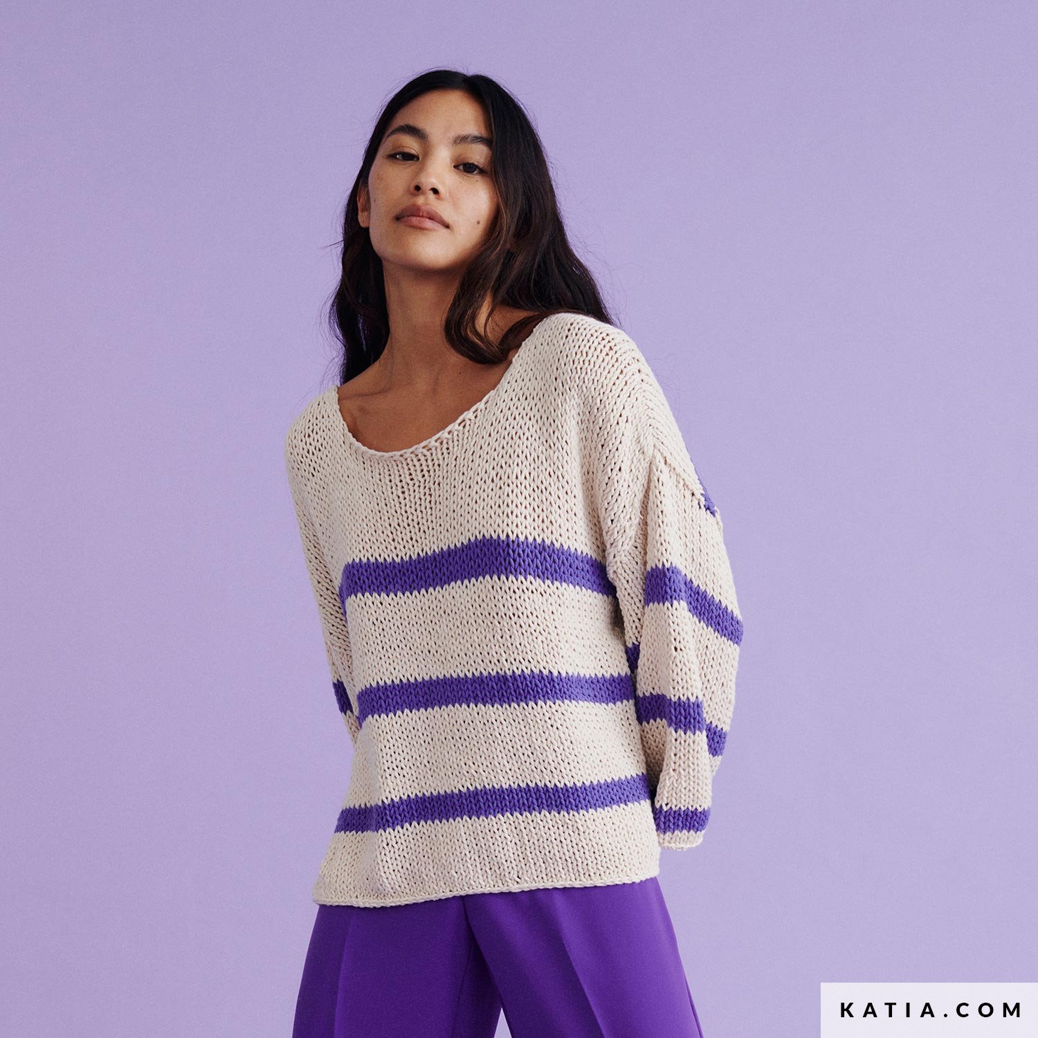 TOPKEAL Jersey De Punto Para Mujer, Diseño A Rayas, Color