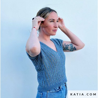 patron tejer punto ganchillo mujer top primavera verano katia 8039 438 p