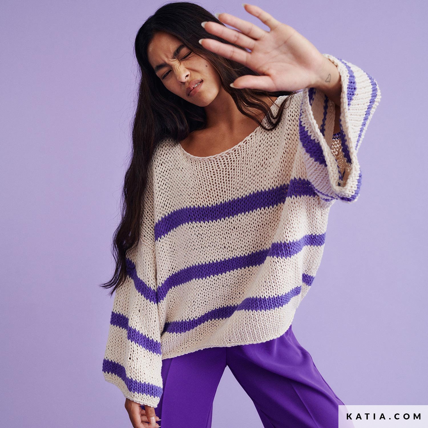 Pull Rayé Multicolore ONLY - Taille T1 (S 34/36) - 50% Laine Mérinos - Occasion Très Bon état