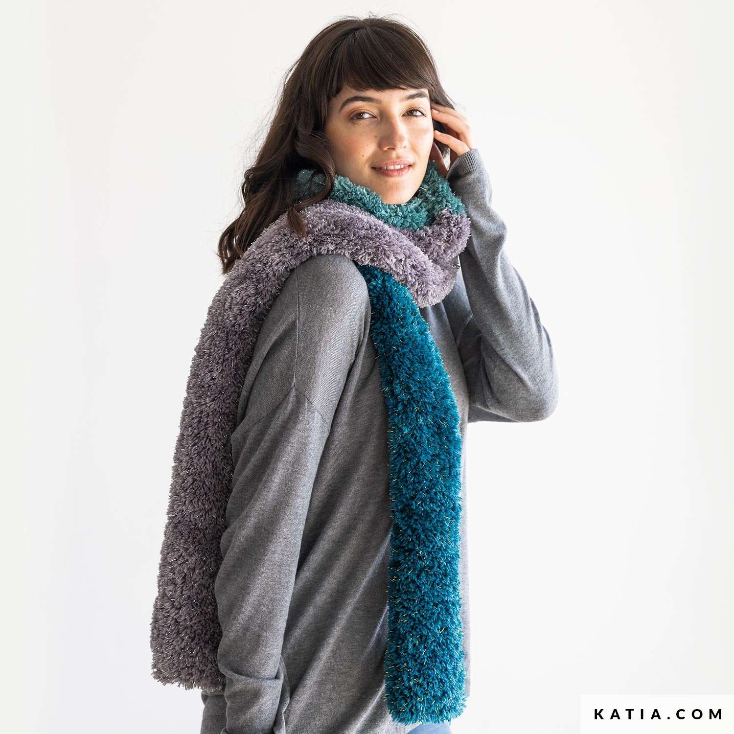 EHOTER Écharpe d'hiver tricotée tendance pour femme - Longue écharpe vintage - Grande écharpe douce et chaude - Laine épaisse pashmina, gris, taille unique