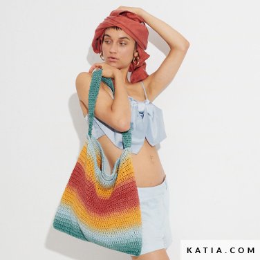 patron tejer punto ganchillo mujer tote bag primavera verano katia 8041 474 p