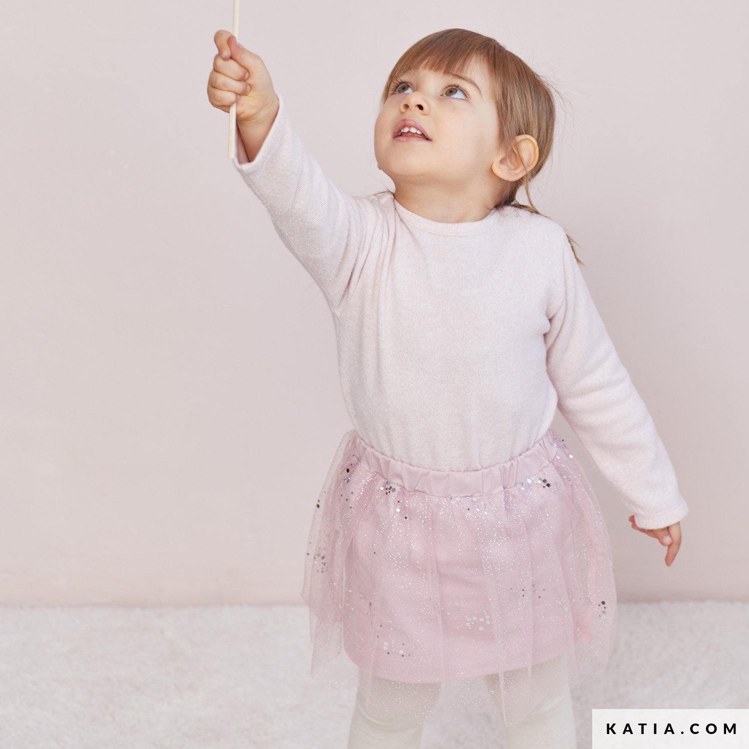 Gonna svasata per bambini Tulle ricamato nero con motivo Oblique a
