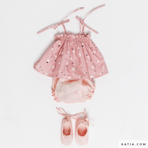 Sewing pattern Dress, knickers diaper cover and ballet shoe set | Katia.com