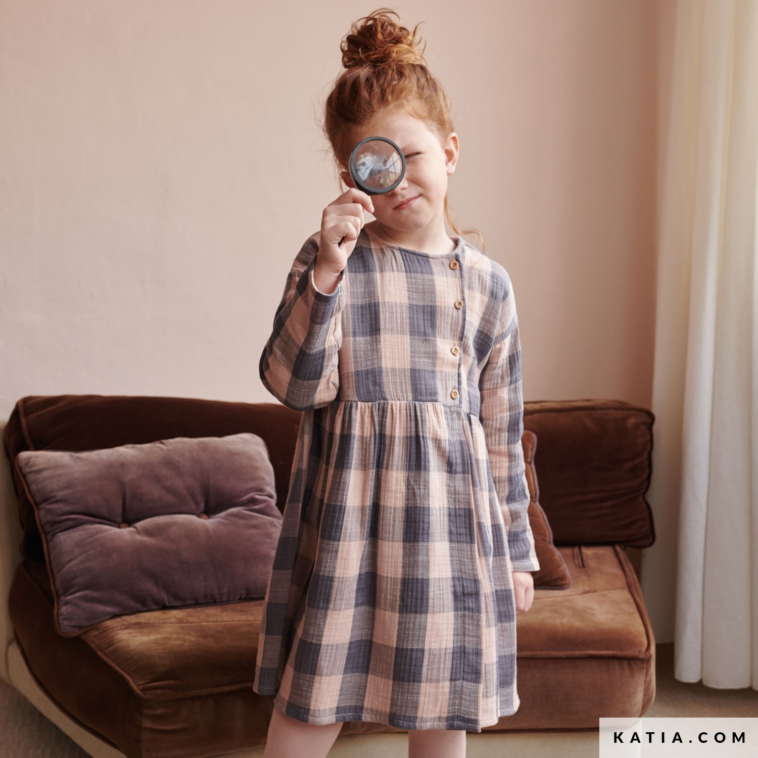 Long sleeve dress with gathered skirt