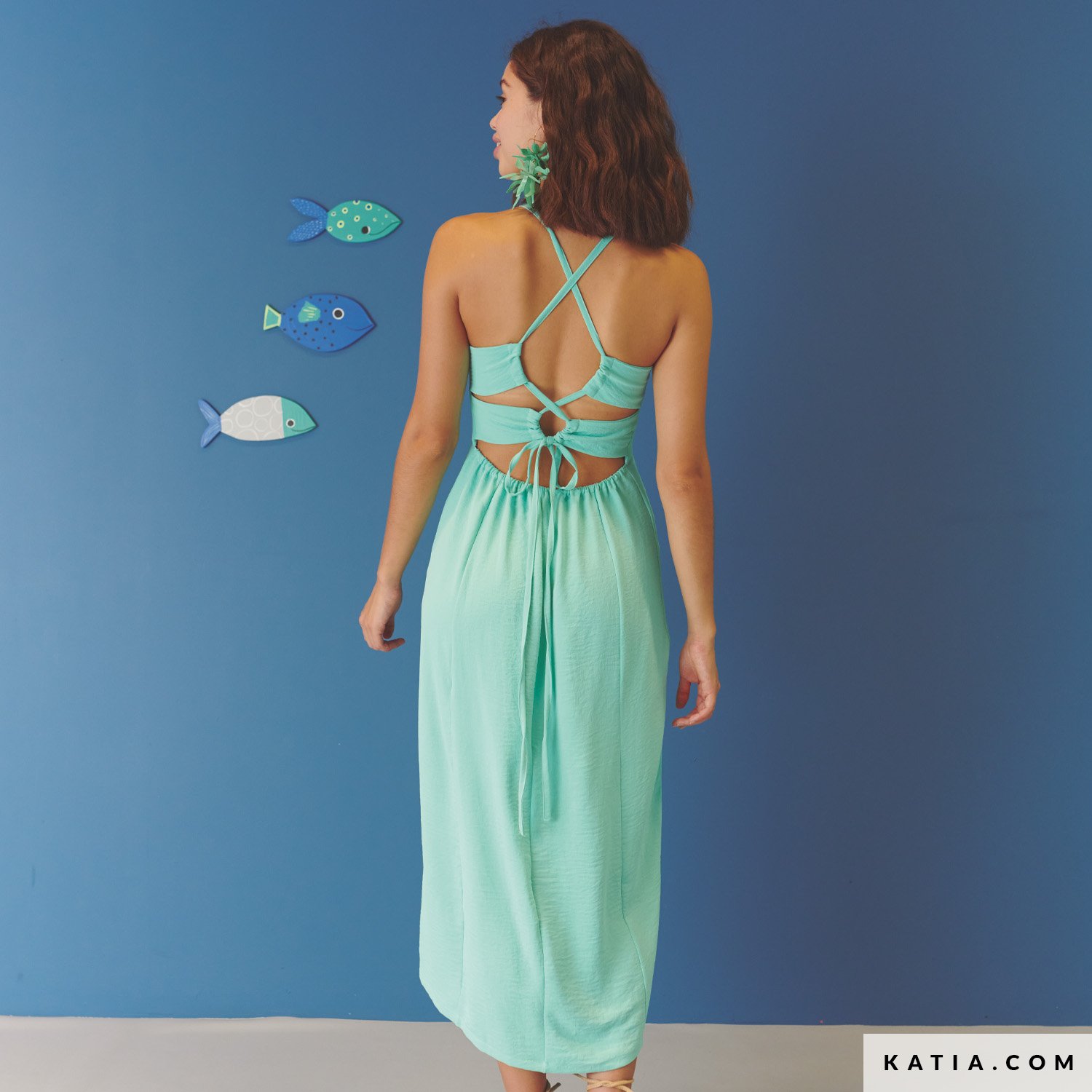 V-HALS TOP MET BANDJES (Blue) | ® Officiële Online Shop