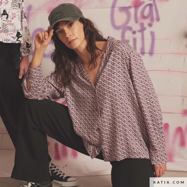 Patron de costura camisa cuello solapa de mujer Katia