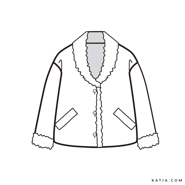 Shearling Jacket Pattern PDF sewing pattern - Jacket with sheepskin collar | Katia.com