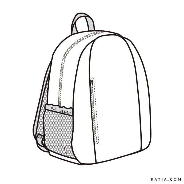 Backpack Outline.pdf PDF sewing pattern - Sports backpack with pockets | Katia.com