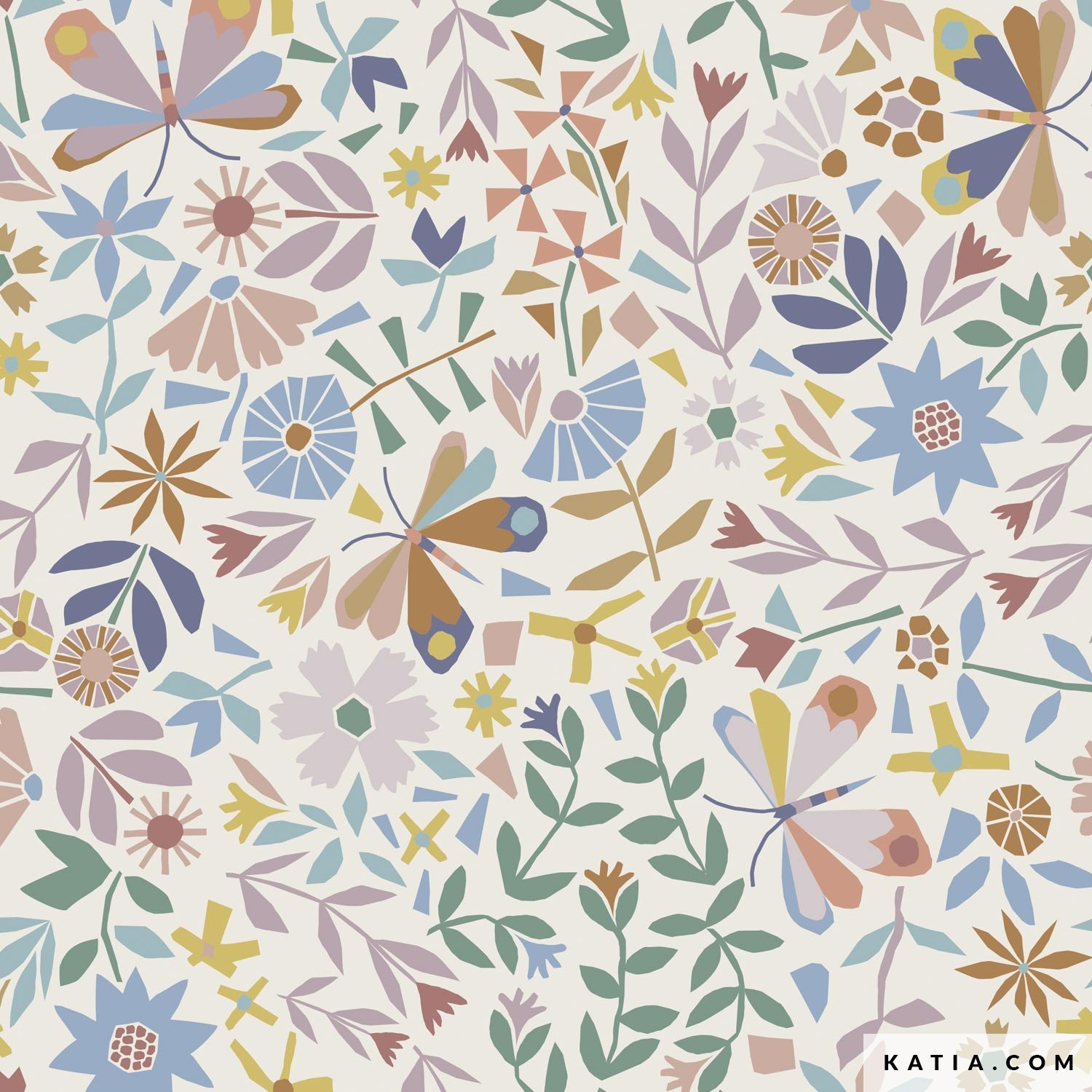 Mosaic Butterflies cotton Poplin fabric - Spring / Summer | Katia.com
