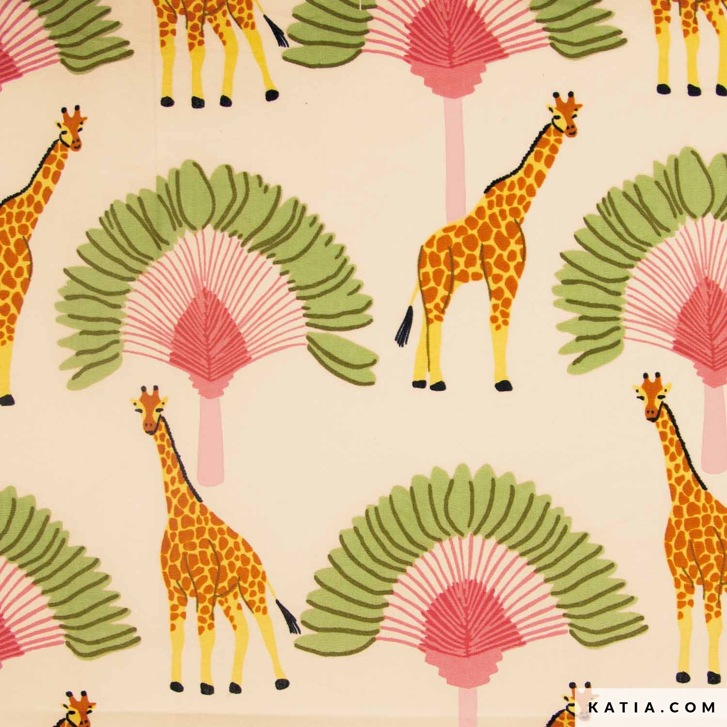 Poplin Giraffes cotton poplin fabric Spring / Summer
