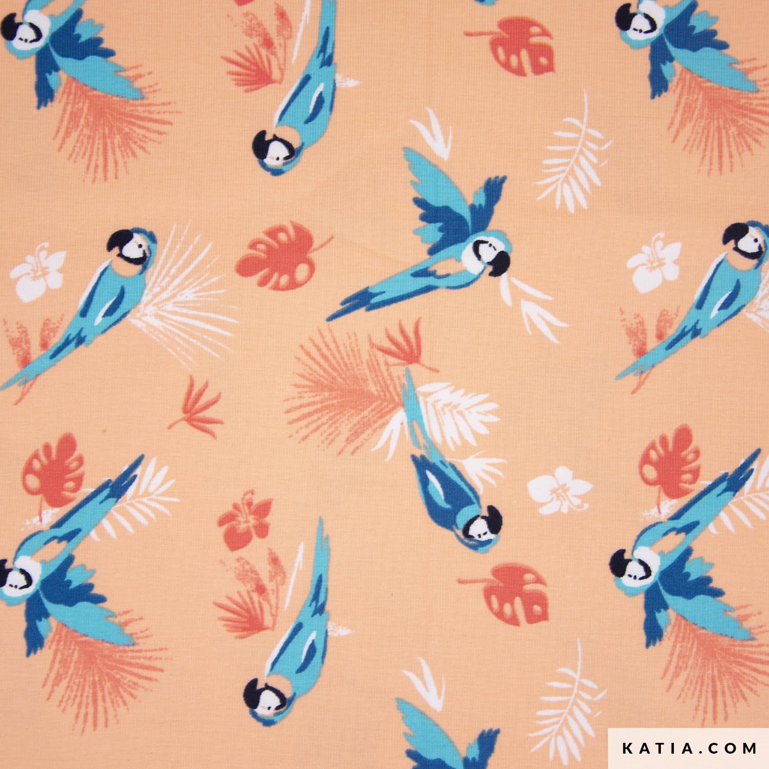 Tissu maille pour tshirt Jersey Coral Parrots Printemps / Été