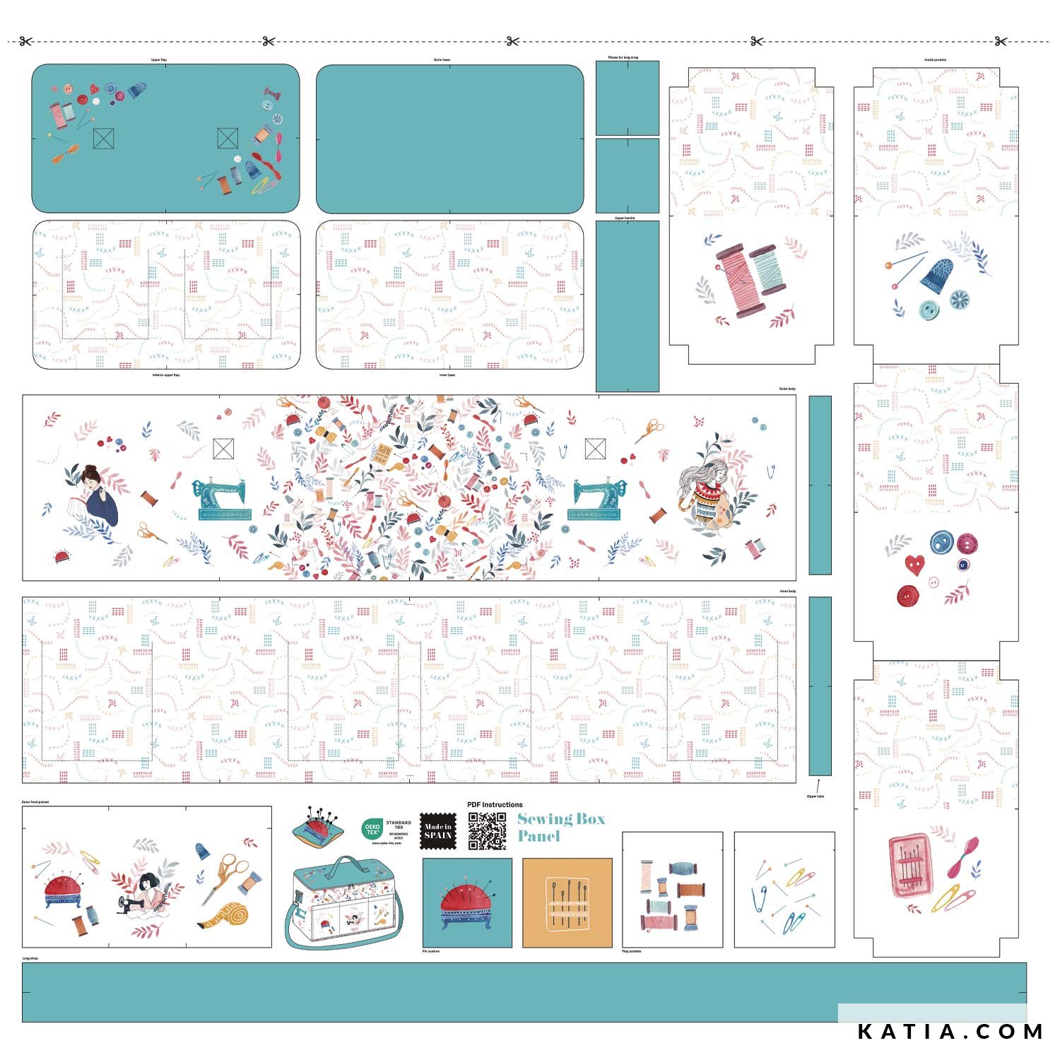 Canvas Slim fabric panel to sew a sewing box