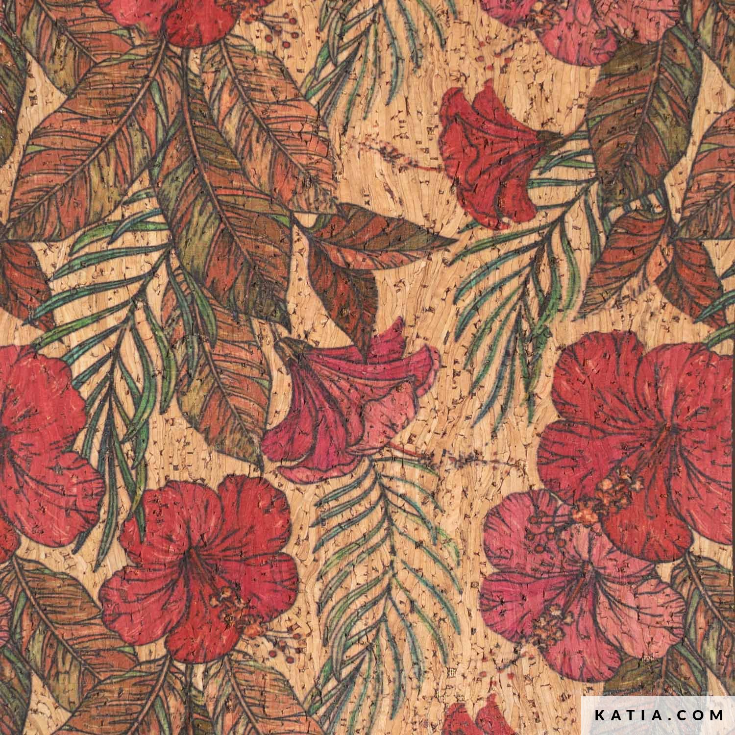 Hybiscus Cork Print Fabric