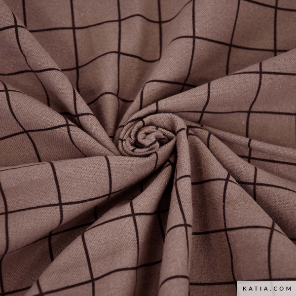 Coffee checkered cotton flannel fabric - Autumn / Winter | Katia.com