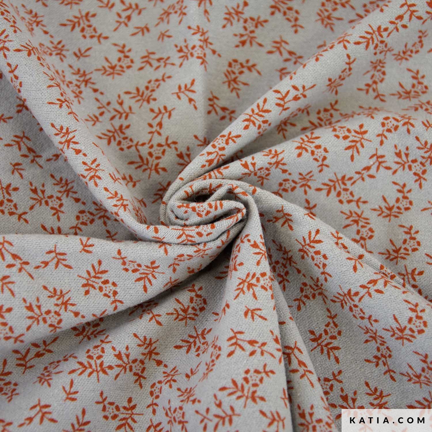 Leaves print cotton flannel fabric - Autumn / Winter | Katia.com