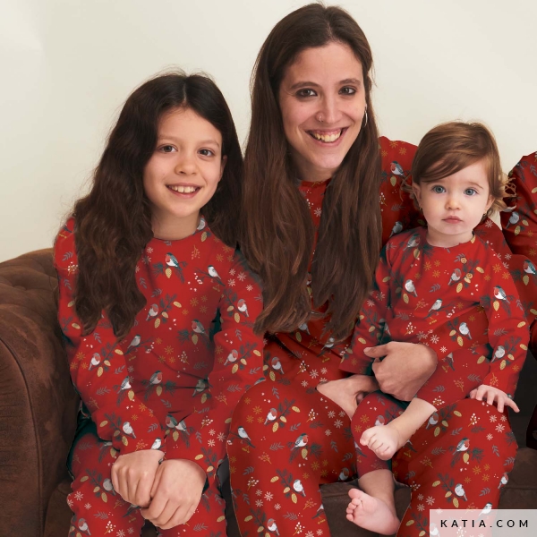 Tejido de punto Jersey Xmas Birds Time Otoño / Invierno