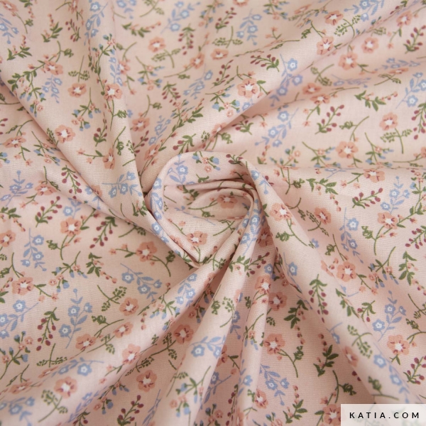 Rustic Pink Print cotton Poplin fabric - Spring / Summer | Katia.com