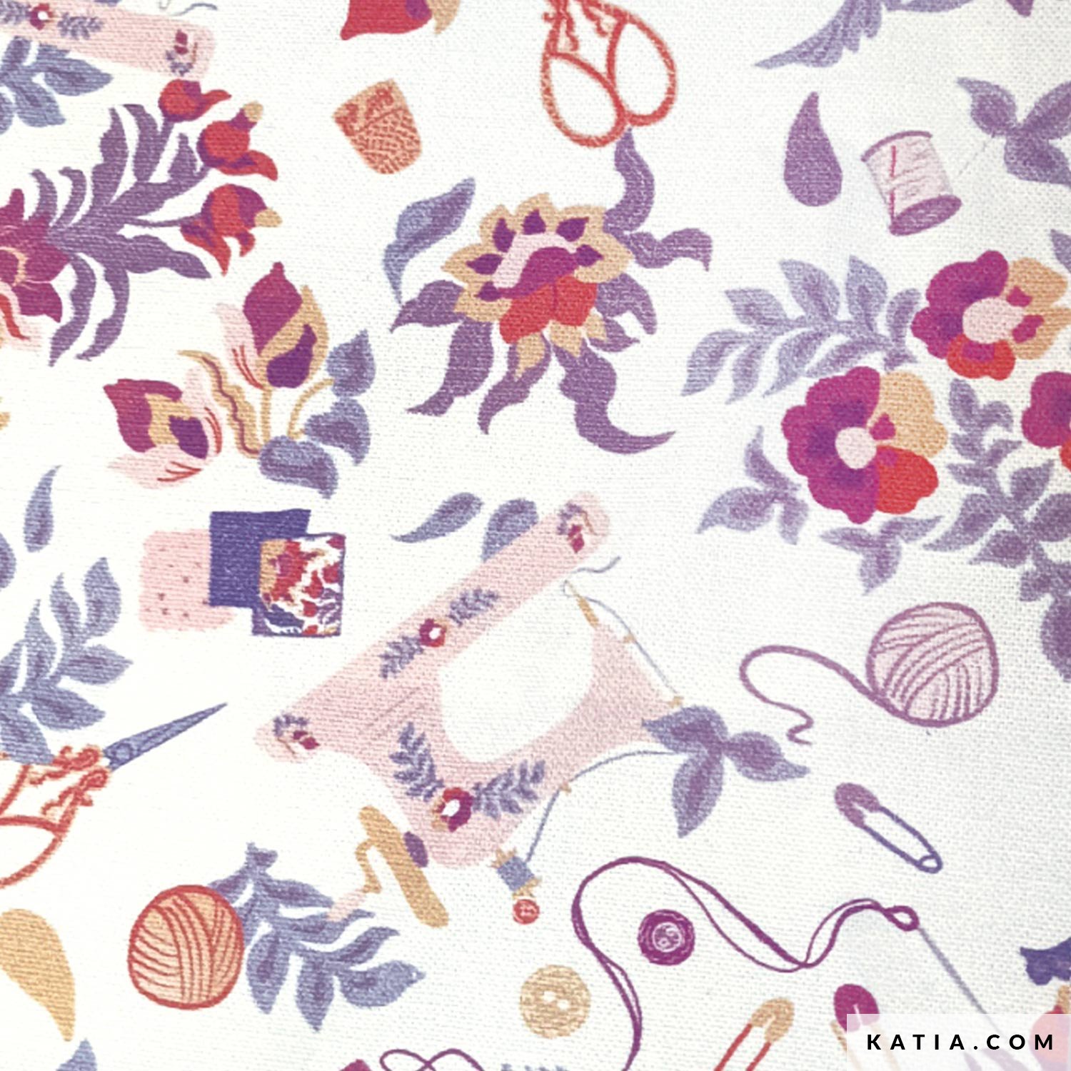 Tissu En Toile Italien Article 1438 11B - Multicolore Saumon - Largeur 150 Cm - Vente Au Mètre