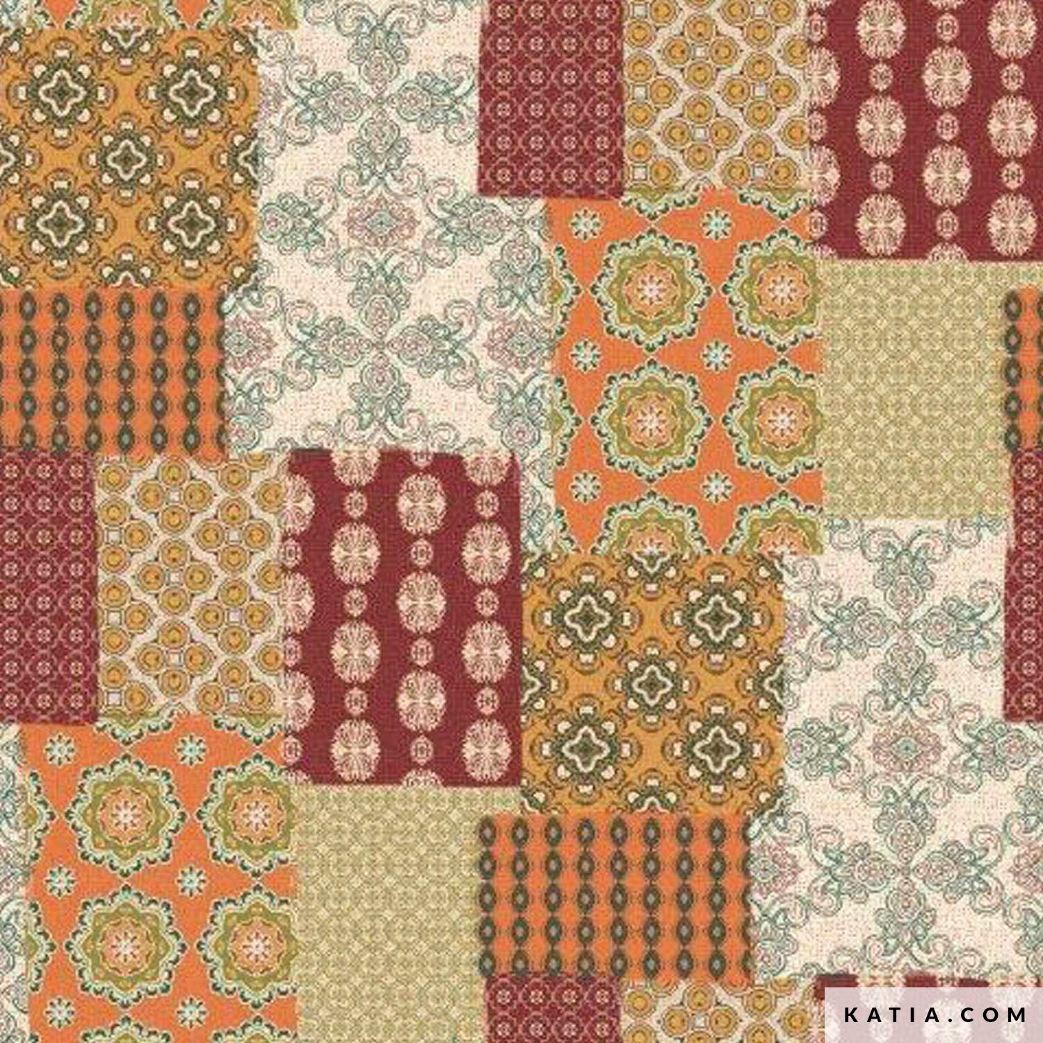 Retro Patch recycled canvas fabric - | Katia.com