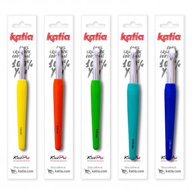 Ergonomic Aluminum Crochet Hooks with Silicone Handle (2 - 9 mm) - Katia  KnitPro