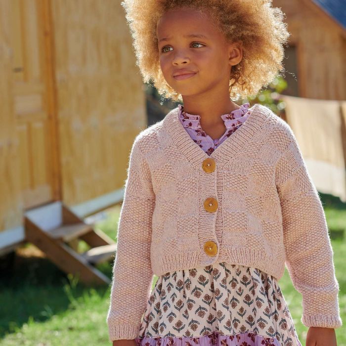 Kids Cropped Cardigan Knitting Pattern S/S Intermediate (6221-1)