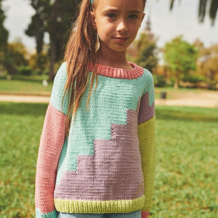 Kids Intarsia Sweater Knitting Kit - S/S - Intermediate - (6220-12)