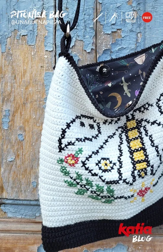How to make a crochet bag with cross-stitch embroidery