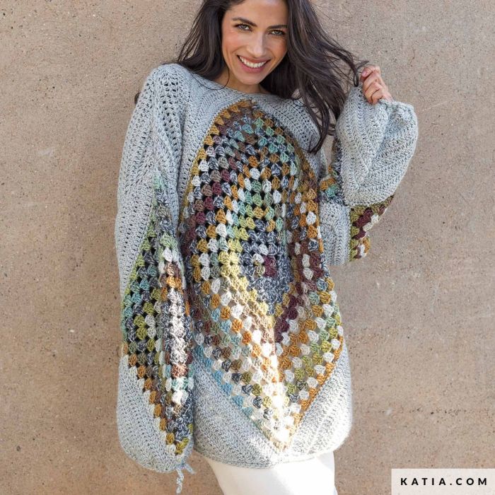 Womens Kirei and Kirei Color Oversized Sweater Crochet