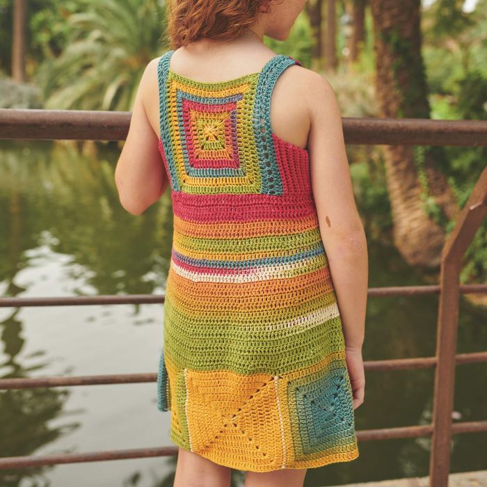 Kids Square Dress Crochet Pattern - S/S - Easy - (6220-11)¦
