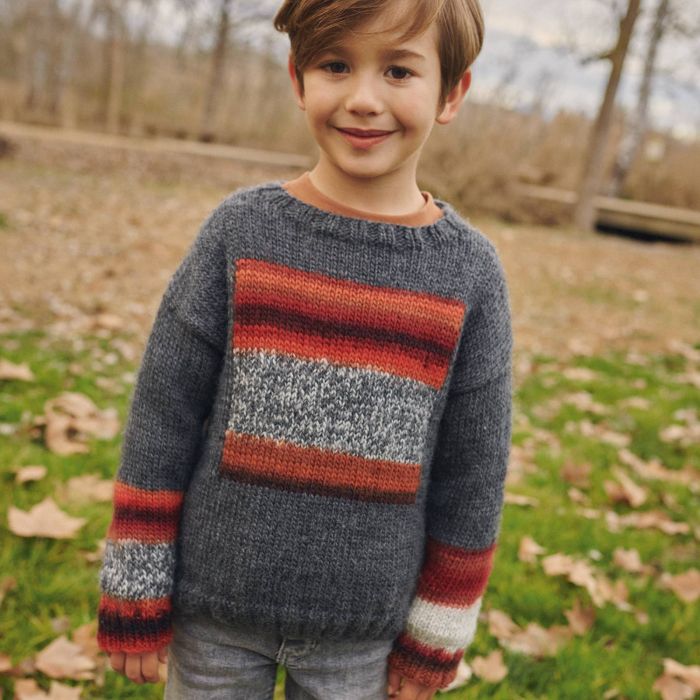 Kids Intarsia Square Sweater Knitting Kit - A/W - Intermediate - (6267-16)