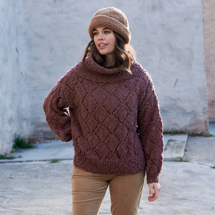Womens Cotton Merino Volume Sweater Knitting Pattern - A/W - Advanced -  (6277-35)