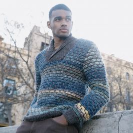 Mens Tuxedo Collar Sweater Knitting Kit - A/W - Advanced