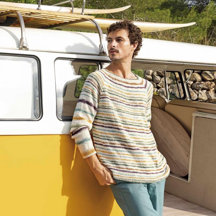 Mens Multicolor Stripe Sweater Knitting Kit - S/S