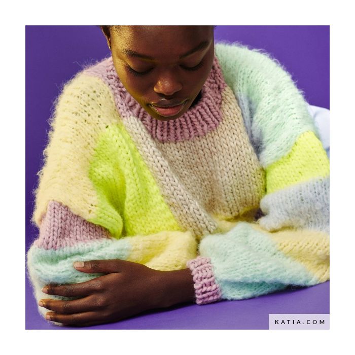 WOW! Billie colorblock short Sweater Knitting Pattern - A/W- Advanced -  (99999-1006-1)
